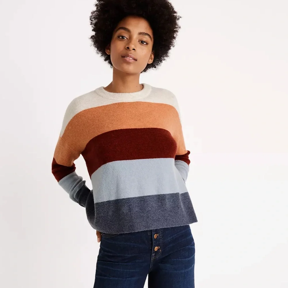 MADEWELL Crofton Oversized Striped Pullover Sweater in Coziest Yarn Size XXS - Picture 2 of 10